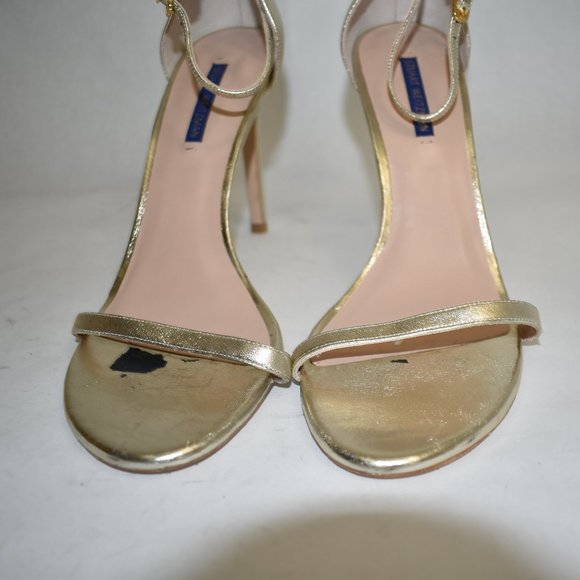 $450 Stuart Weitzman Nudistsong Sandal HEEL leather heels 10.5 (SE28) - Picture 4 of 8
